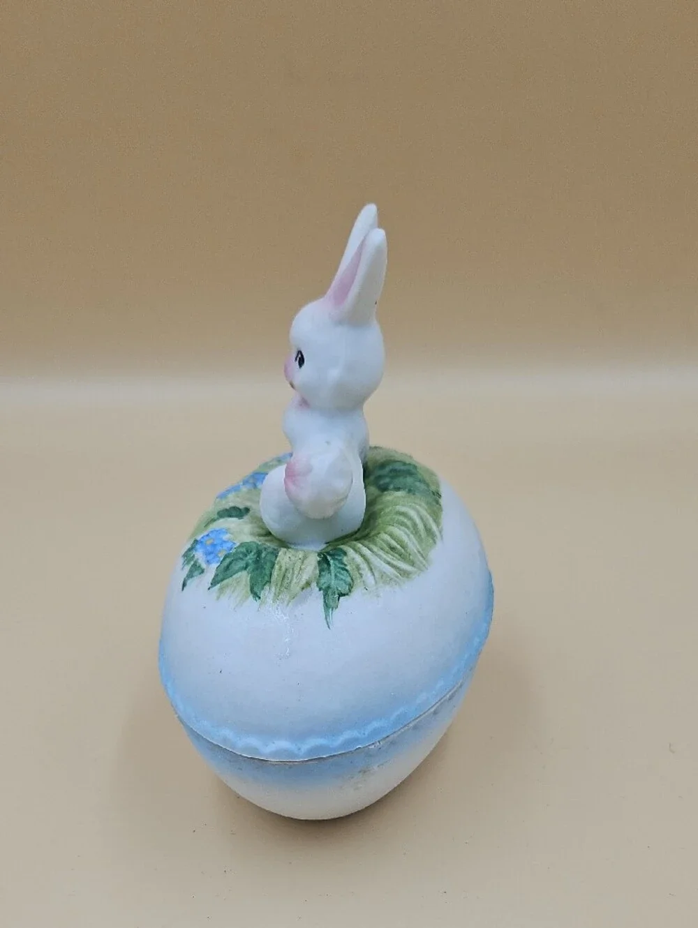 Bunny Trinket Box in White and Blue